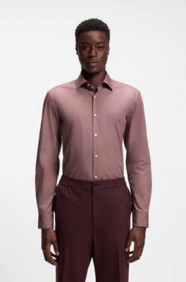 Slim-fit shirt in easy-iron cotton poplin, Light Red