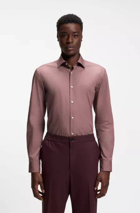 Chemise Slim Fit en popeline de coton facile à repasser