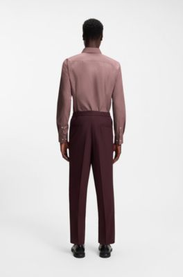 Slim-fit overhemd in een popeline van gemakkelijk te strijken katoen, Lichtbruin