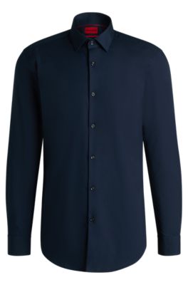 HUGO - Slim-fit shirt in easy-iron cotton poplin