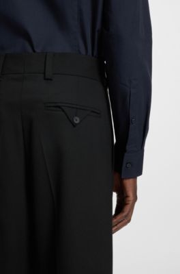 Slim-fit shirt in easy-iron cotton poplin, Dark Blue