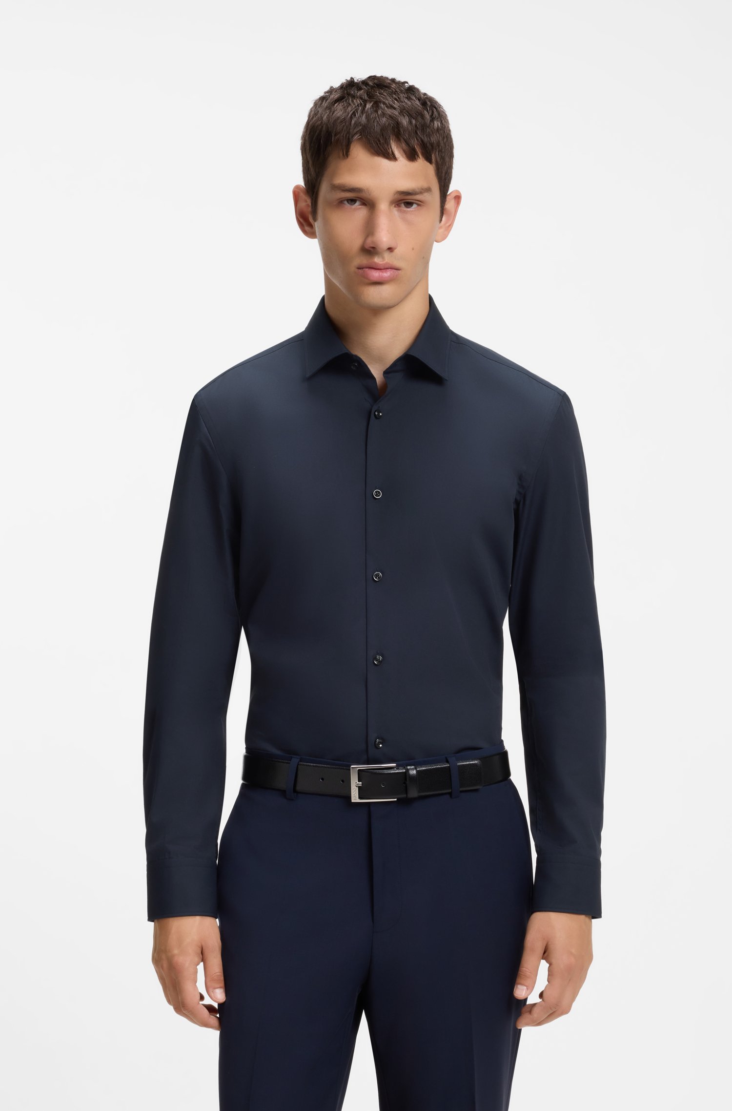 Hugo Slim-fit shirt in easy-iron cotton poplin skjortor & blusar herr