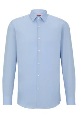 Hugo Slim-fit Shirt In Easy-iron Cotton Poplin In Blue