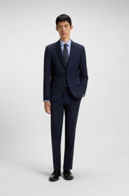 Slim-fit skjorta i l&auml;tt strykbar bomullspoplin, Ljusbl&aring;