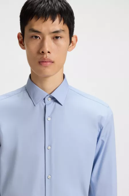 Slim-fit shirt in easy-iron cotton poplin