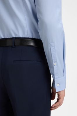 Slim-fit shirt in easy-iron cotton poplin, Light Blue