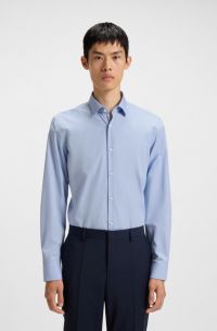 Slim-fit overhemd in een popeline van gemakkelijk te strijken katoen, Lichtblauw