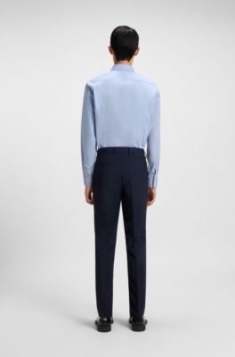 Slim-fit shirt in easy-iron cotton poplin, Light Blue