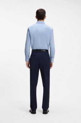 Slim-fit shirt in easy-iron cotton poplin, Light Blue
