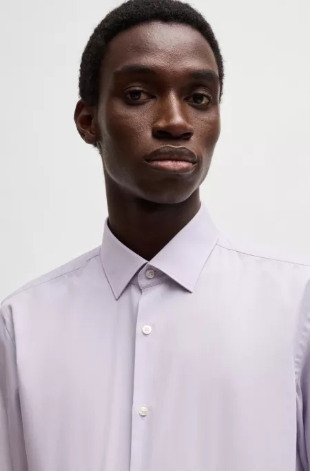 Slim-fit shirt in easy-iron cotton poplin