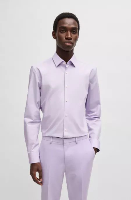 Slim-fit shirt in easy-iron cotton poplin