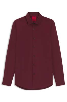 Slim-fit shirt in easy-iron cotton poplin