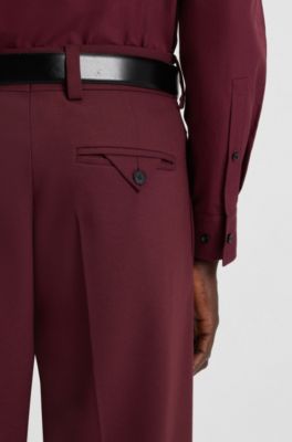 Camicia slim fit in popeline di cotone facile da stirare, Rosso scuro