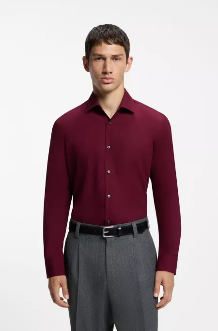 Chemise Slim Fit en popeline de coton facile à repasser