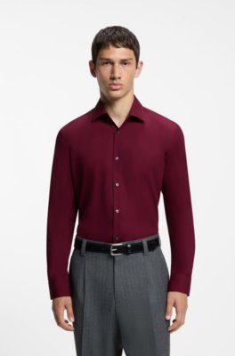 Slim-fit shirt in easy-iron cotton poplin