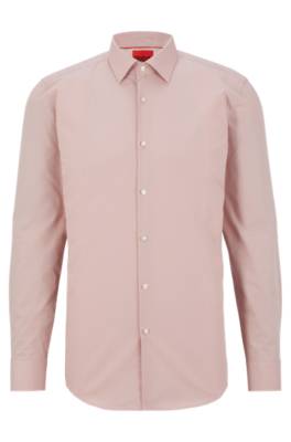 Hugo Slim-fit Shirt In Easy-iron Cotton Poplin In Pink
