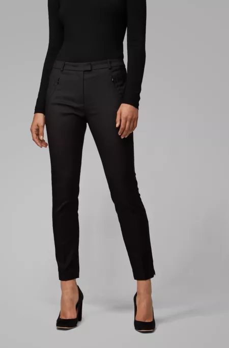 Cropped slim-fit trousers with zipped hems