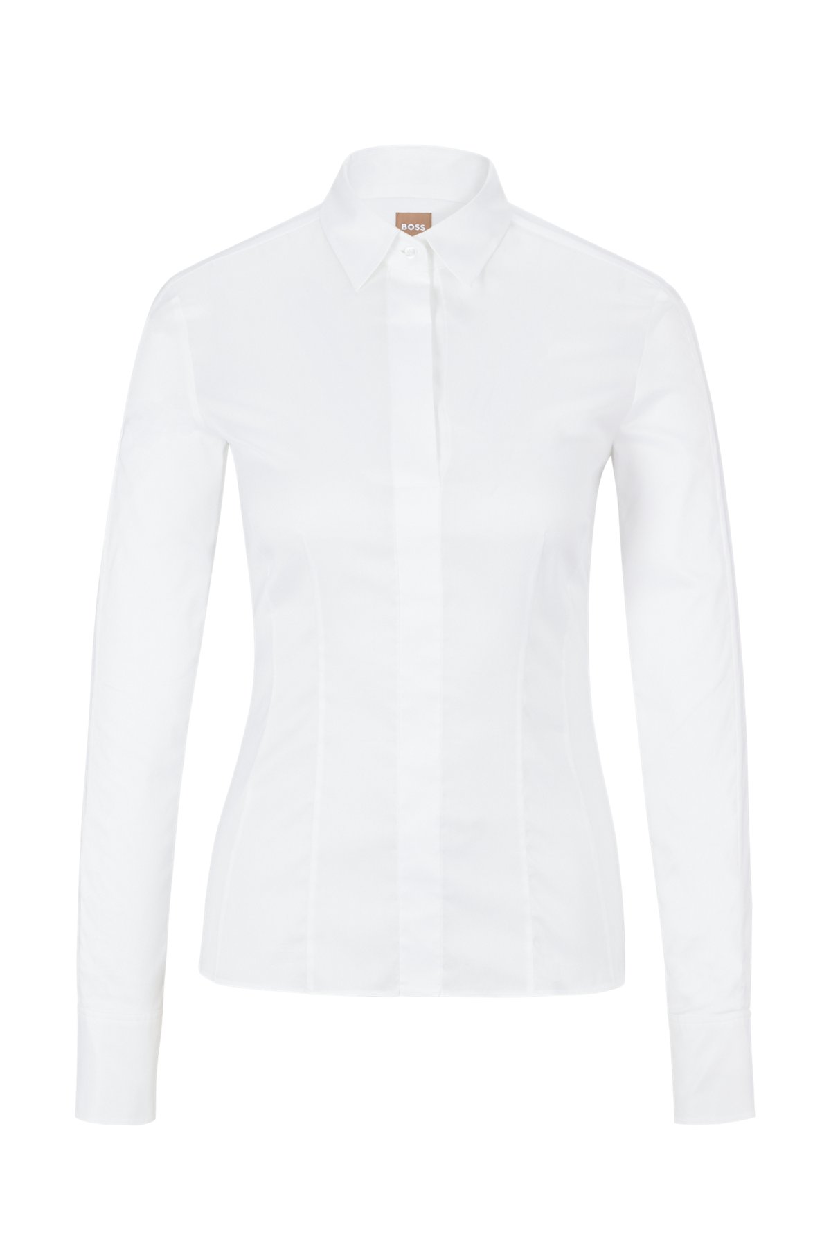 Soepel helper heel fijn BOSS - Slim-fit blouse in stretch cotton-blend poplin