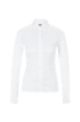 Slim-fit blouse in stretch cotton-blend poplin, White