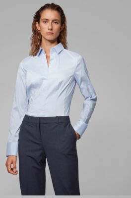 BOSS - Slim-fit blouse with darted seam 