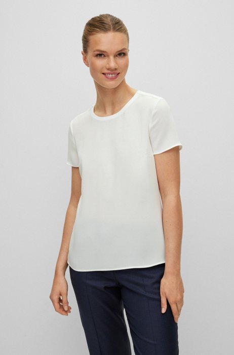 Gently tailored crepe top , White