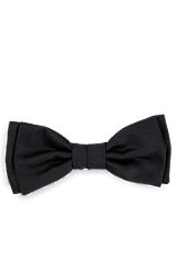 Satin bow tie in silk jacquard, Black