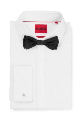 HUGO - Satin bow tie in silk jacquard