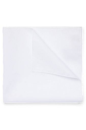 Pocket square in cotton poplin, White