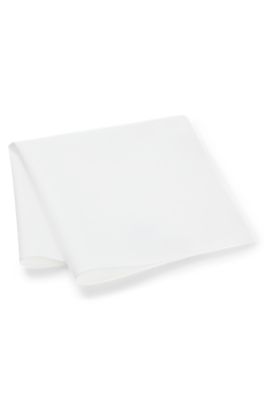 Pocket square in cotton poplin, White