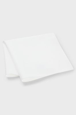 Pocket square in cotton poplin, White