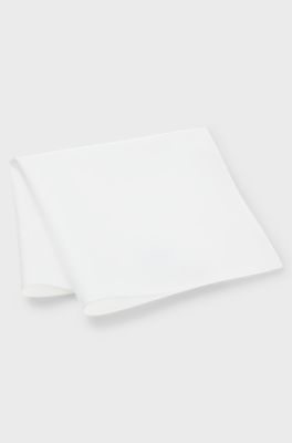 Pocket square in cotton poplin, White