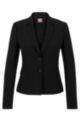 Regular-fit jacket in Italian stretch wool, Black