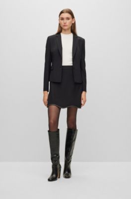 HUGO Long-sleeved Mini Dress With Cut-out Details in Black Womens Clothing Suits Skirt suits 