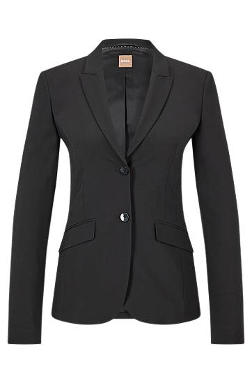 Hugo Boss Regular-fit Jacket In Italian Stretch Virgin Wool In Black
