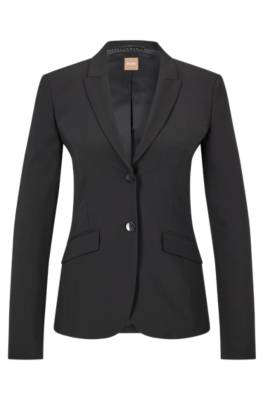 Hugo Boss Regular-fit Jacket In Italian Stretch Virgin Wool In Black