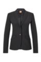 Пиджак стандартного кроя из итальянской эластичной чистой шерсти, Черный