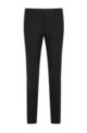 Pantalones tobilleros regular fit en lana virgen italiana con elástico, Negro