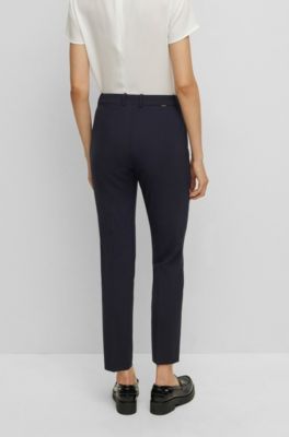 BOSS - Cropped regular-fit trousers in Italian stretch virgin wool