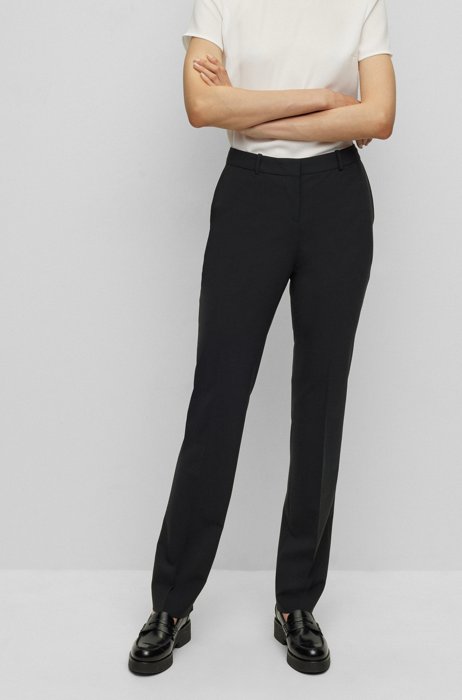 Regular-fit trousers in Italian stretch virgin wool, Black