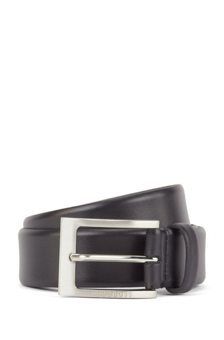 Pin-buckle belt in nappa leather, Black