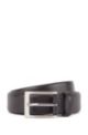 Pin-buckle belt in nappa leather with engraved logo, Black