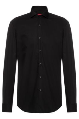 Slim-fit shirt in cotton with spread collar