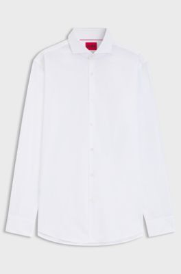 Slim-fit shirt in cotton with spread collar, White