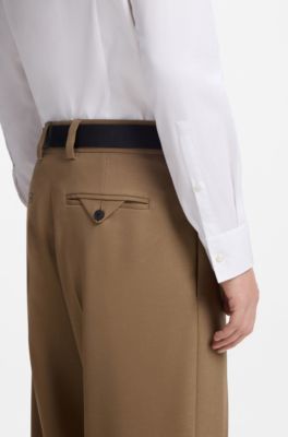 Slim-fit shirt in cotton with spread collar, White