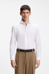 Slim-Fit Hemd aus Baumwolle mit Cutaway-Kragen, Wei&szlig;
