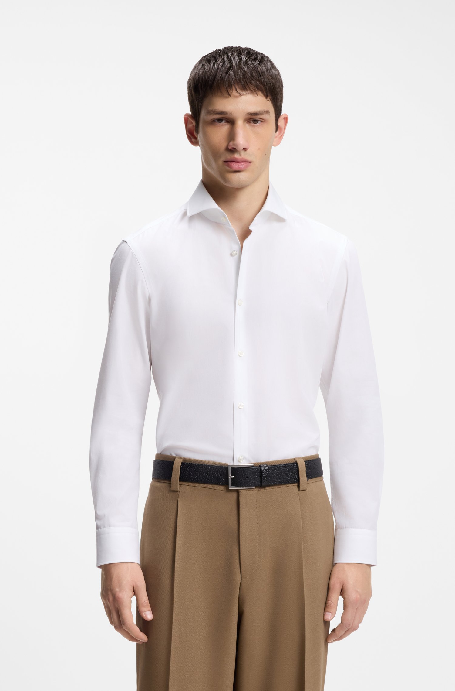 Hugo Slim-fit shirt in cotton with spread collar skjortor & blusar herr