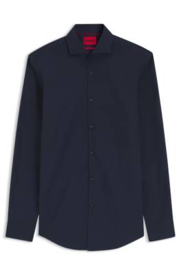 Slim-fit shirt in cotton with spread collar 1
