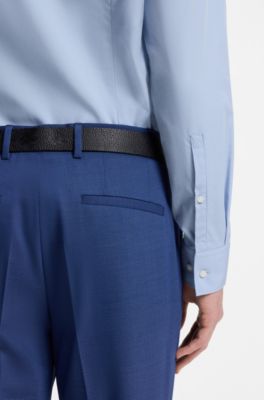 Slim-fit shirt in cotton with spread collar, Light Blue