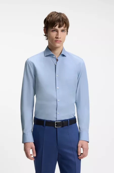 Chemise Slim Fit en coton à manches très longues