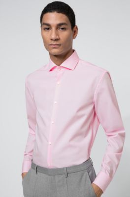 Slim-fit shirt in cotton with spread collar